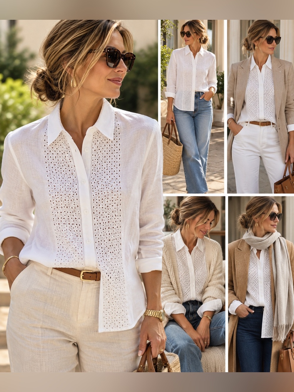 Talbots 100% Linen Eyelet Embroidered Button-Down Shirt-XL